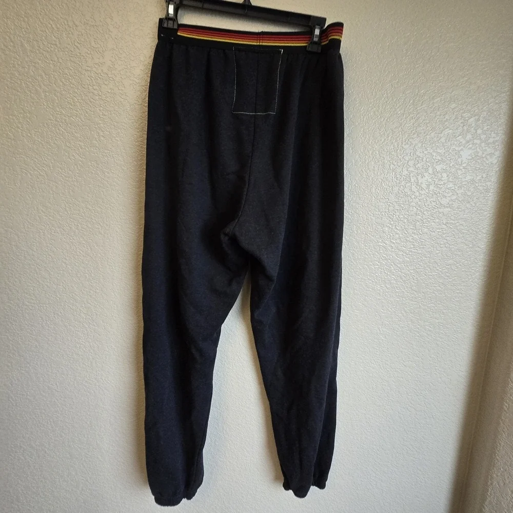 Aviator Nation Rainbow Stripe Waistband Sweatpants Charcoal Black L - Picture 4 of 10